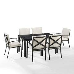 Crosley Kaplan 121.50 Inch 7pc Outdoor Metal Dining Set - KO60020BZ - The Home Selection