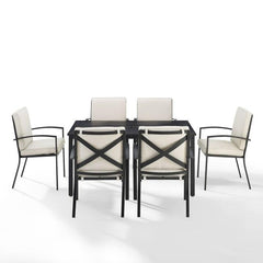 Crosley Kaplan 121.50 Inch 7pc Outdoor Metal Dining Set - KO60020BZ - The Home Selection