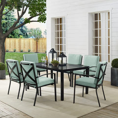Crosley Kaplan 121.50 Inch 7pc Outdoor Metal Dining Set - KO60020BZ - The Home Selection
