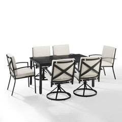 Crosley Kaplan 121.50 Inch 7pc Outdoor Metal Dining Set - KO60024BZ - The Home Selection