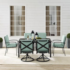 Crosley Kaplan 121.50 Inch 7pc Outdoor Metal Dining Set - KO60024BZ - The Home Selection