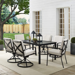Crosley Kaplan 121.50 Inch 7pc Outdoor Metal Dining Set - KO60024BZ - The Home Selection