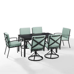 Crosley Kaplan 121.50 Inch 7pc Outdoor Metal Dining Set - KO60024BZ - The Home Selection