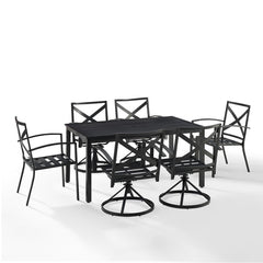 Crosley Kaplan 121.50 Inch 7pc Outdoor Metal Dining Set - KO60024BZ - The Home Selection