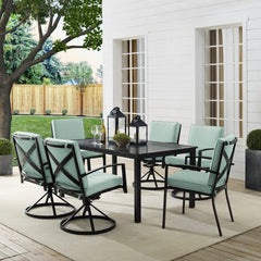 Crosley Kaplan 121.50 Inch 7pc Outdoor Metal Dining Set - KO60024BZ - The Home Selection