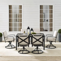 Crosley Kaplan 122 Inch 7pc Outdoor Metal Dining Set - KO60022BZ - The Home Selection