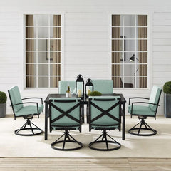 Crosley Kaplan 122 Inch 7pc Outdoor Metal Dining Set - KO60022BZ - The Home Selection