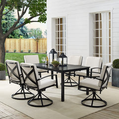 Crosley Kaplan 122 Inch 7pc Outdoor Metal Dining Set - KO60022BZ - The Home Selection