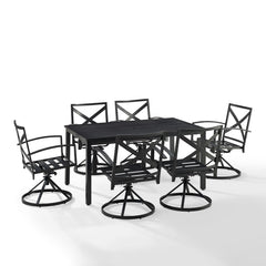 Crosley Kaplan 122 Inch 7pc Outdoor Metal Dining Set - KO60022BZ - The Home Selection