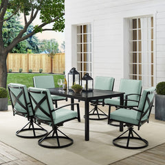 Crosley Kaplan 122 Inch 7pc Outdoor Metal Dining Set - KO60022BZ - The Home Selection