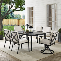 Crosley Kaplan 122 Inch 7pc Outdoor Metal Dining Set - KO60023BZ - The Home Selection