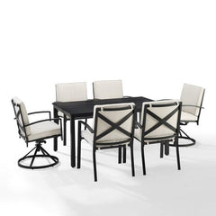 Crosley Kaplan 122 Inch 7pc Outdoor Metal Dining Set - KO60023BZ - The Home Selection