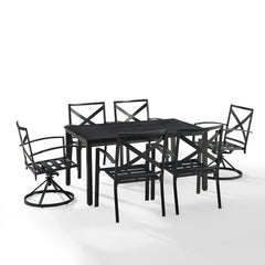 Crosley Kaplan 122 Inch 7pc Outdoor Metal Dining Set - KO60023BZ - The Home Selection