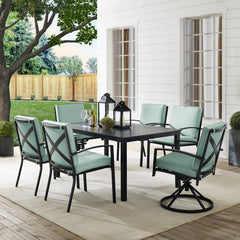 Crosley Kaplan 122 Inch 7pc Outdoor Metal Dining Set - KO60023BZ - The Home Selection