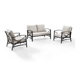 Crosley Kaplan 137.50 Inch 3pc Outdoor Metal Conversation Set - KO60011BZ - The Home Selection