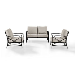 Crosley Kaplan 137.50 Inch 3pc Outdoor Metal Conversation Set - KO60011BZ - The Home Selection