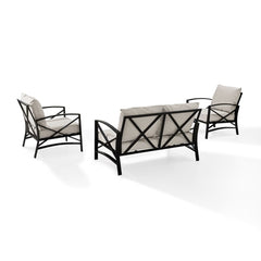 Crosley Kaplan 137.50 Inch 3pc Outdoor Metal Conversation Set - KO60011BZ - The Home Selection