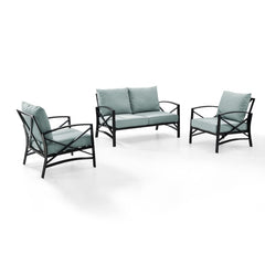 Crosley Kaplan 137.50 Inch 3pc Outdoor Metal Conversation Set - KO60011BZ - The Home Selection