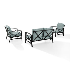 Crosley Kaplan 137.50 Inch 3pc Outdoor Metal Conversation Set - KO60011BZ - The Home Selection