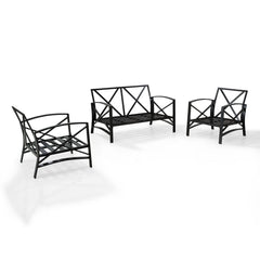 Crosley Kaplan 137.50 Inch 3pc Outdoor Metal Conversation Set - KO60011BZ - The Home Selection