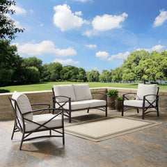 Crosley Kaplan 137.50 Inch 3pc Outdoor Metal Conversation Set - KO60011BZ - The Home Selection