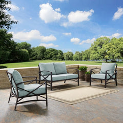 Crosley Kaplan 137.50 Inch 3pc Outdoor Metal Conversation Set - KO60011BZ - The Home Selection