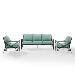 Crosley Kaplan 147 Inch 3pc Outdoor Metal Sofa Set - KO60030BZ - The Home Selection