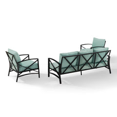 Crosley Kaplan 147 Inch 3pc Outdoor Metal Sofa Set - KO60030BZ - The Home Selection