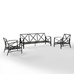 Crosley Kaplan 147 Inch 3pc Outdoor Metal Sofa Set - KO60030BZ - The Home Selection