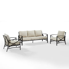 Crosley Kaplan 147 Inch 3pc Outdoor Metal Sofa Set - KO60030BZ - The Home Selection