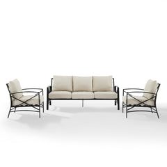 Crosley Kaplan 147 Inch 3pc Outdoor Metal Sofa Set - KO60030BZ - The Home Selection