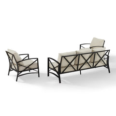 Crosley Kaplan 147 Inch 3pc Outdoor Metal Sofa Set - KO60030BZ - The Home Selection