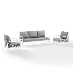 Crosley Kaplan 147 Inch 3pc Outdoor Metal Sofa Set - KO60030BZ - The Home Selection