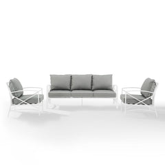 Crosley Kaplan 147 Inch 3pc Outdoor Metal Sofa Set - KO60030BZ - The Home Selection