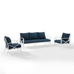 Crosley Kaplan 147 Inch 3pc Outdoor Metal Sofa Set - KO60030BZ - The Home Selection