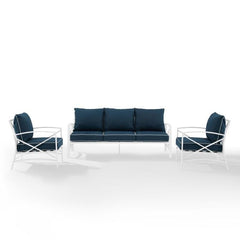 Crosley Kaplan 147 Inch 3pc Outdoor Metal Sofa Set - KO60030BZ - The Home Selection