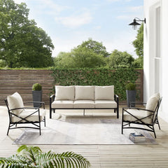 Crosley Kaplan 147 Inch 3pc Outdoor Metal Sofa Set - KO60030BZ - The Home Selection