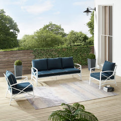 Crosley Kaplan 147 Inch 3pc Outdoor Metal Sofa Set - KO60030BZ - The Home Selection