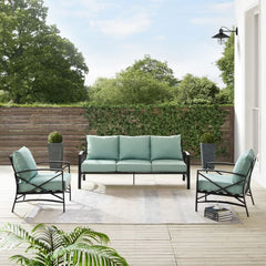 Crosley Kaplan 147 Inch 3pc Outdoor Metal Sofa Set - KO60030BZ - The Home Selection