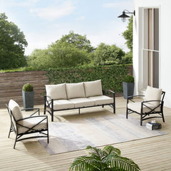 Crosley Kaplan 147 Inch 3pc Outdoor Metal Sofa Set - KO60030BZ - The Home Selection