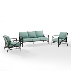 Crosley Kaplan 147 Inch 3pc Outdoor Metal Sofa Set - KO60030BZ - The Home Selection
