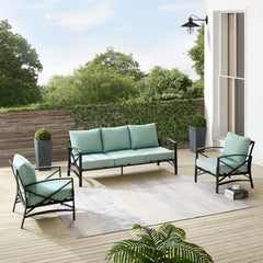 Crosley Kaplan 147 Inch 3pc Outdoor Metal Sofa Set - KO60030BZ - The Home Selection