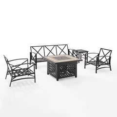 Crosley Kaplan 147 Inch 5pc Outdoor Metal Sofa Set W/Fire Table - KO60034 - The Home Selection