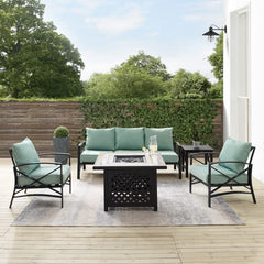 Crosley Kaplan 147 Inch 5pc Outdoor Metal Sofa Set W/Fire Table - KO60034 - The Home Selection