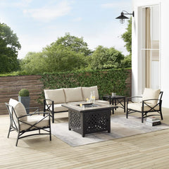 Crosley Kaplan 147 Inch 5pc Outdoor Metal Sofa Set W/Fire Table - KO60034 - The Home Selection