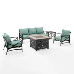 Crosley Kaplan 147 Inch 5pc Outdoor Metal Sofa Set W/Fire Table - KO60034 - The Home Selection