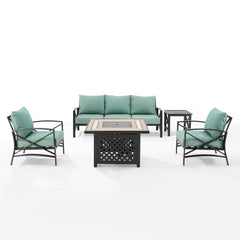 Crosley Kaplan 147 Inch 5pc Outdoor Metal Sofa Set W/Fire Table - KO60034 - The Home Selection