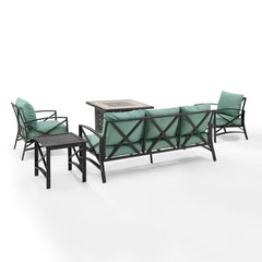 Crosley Kaplan 147 Inch 5pc Outdoor Metal Sofa Set W/Fire Table - KO60034 - The Home Selection