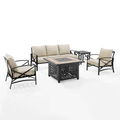 Crosley Kaplan 147 Inch 5pc Outdoor Metal Sofa Set W/Fire Table - KO60034 - The Home Selection