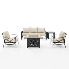 Crosley Kaplan 147 Inch 5pc Outdoor Metal Sofa Set W/Fire Table - KO60034 - The Home Selection
